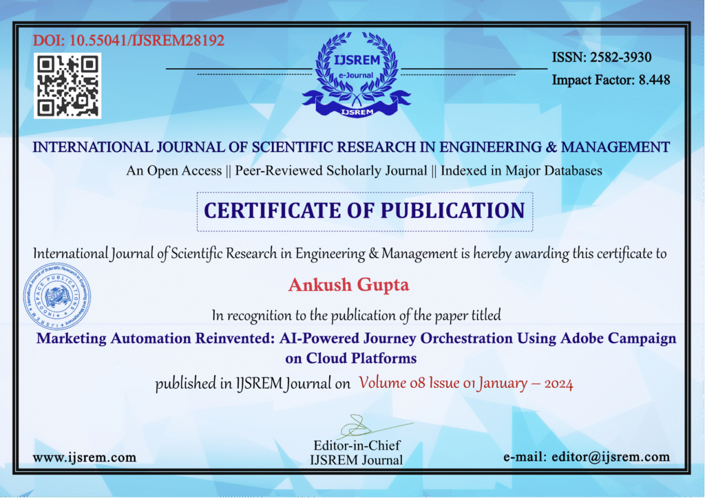 e certificate ijsrem ankush gupta