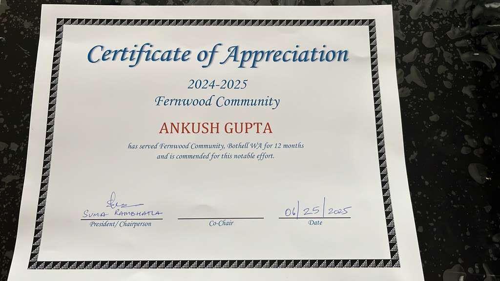 Ankush Gupta volunteering at Fernwood Community Seattle