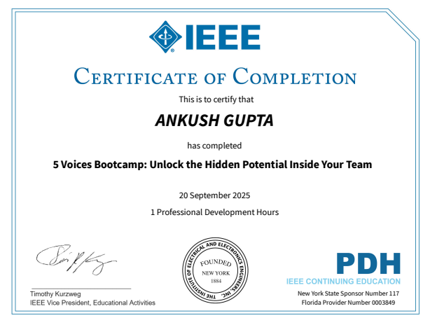 Ankush Gupta research publication certificate — cybersecurity and AI journal 2026