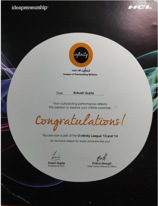 Achievement award for Ankush Gupta for sustained technical innovation