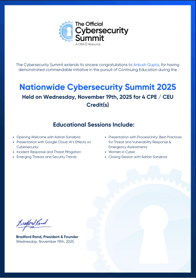 Ankush Gupta listed as speaker at 2025 IEEE New Era AI World Leaders Summit — AI in Action cybersecurity track