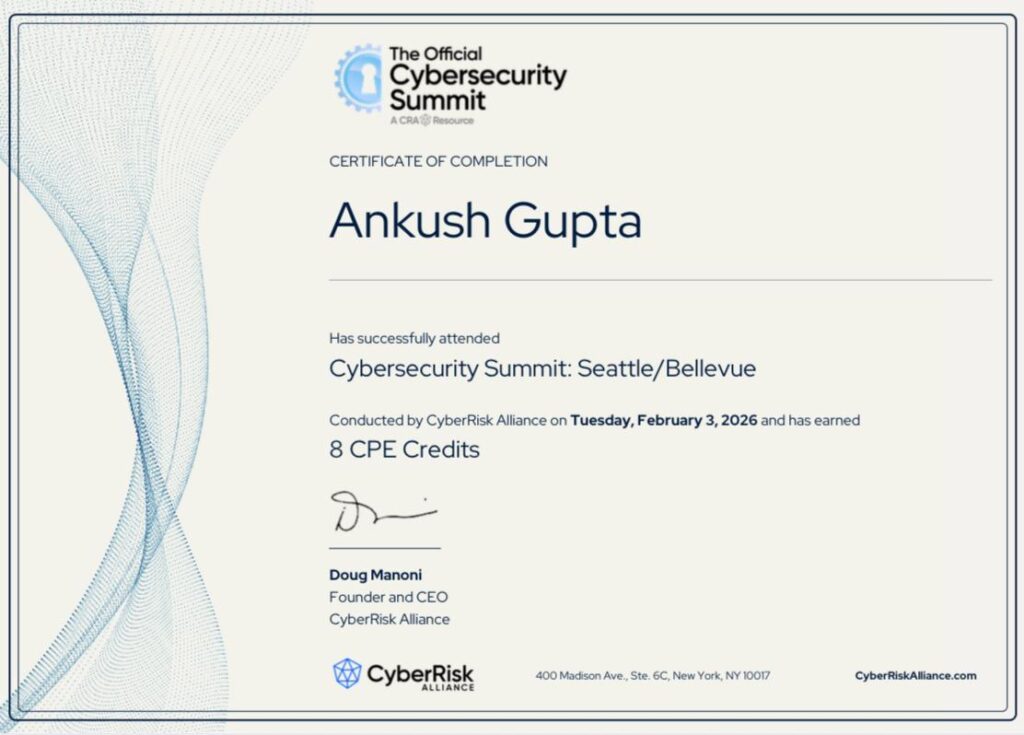Ankush Gupta at Cybersecurity Summit Seattle Bellevue 2026
